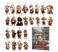 Dog Ornament Christmas Advent Countdown Calendar | 24 jours Drinking Coffee Ornaments 2D Acrylic Animal Charm For Vacation Tree Window Wall Door Car Decor Kids Adults