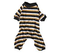 Dog Pajamas 4 Legged | Soft Stretchy Warm Puppy Jumpsuit | Help Reduce Licking & Scratching | Striped Sleepwear for Cold Weather/Recovery (L)