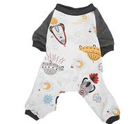 Dog Pajamas | Cute Spaceship Pattern Soft Knit Jumpsuit | Breathable Pet Clothing for Spring/Autumn/Daily Use | Featherweight Polyester Puppy Pajamas (S)
