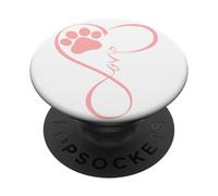 Dog Paw Pink Heartbeat Love Dogs for Pet Dog Mom Girls Women PopSockets PopGrip Adhésif