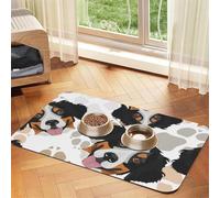 Dog Paws Pattern Bernese Mountain Dog,Waterproof Pet Feeding Mat,PU Leather Placemats for Cat Dog Water Bowl,Food Mats,40x60cm