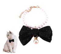 Dog Pearls Necklace Jewelry, Elegant Dog Collar with Bow, Adjustable Pet Pearl Necklace, Dog Jewelry for Special Occasions, Cute Dog Collar with Pearls, Pet Necklace with Bow Charm, Dog Accessories