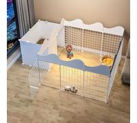 Dog Pen Indoor - Cat Cage Rabbit Pen, En Métal Pet Playpen Cats Exercise Pen Crate Cage Kennel Dog Pliable Pour Cochons D’inde, Lapin, Gerbille, Chiot, Bricolage Metal Wire Ya, White, 165*111*57cm