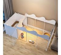 Dog Pen Indoor - Cat Cage Rabbit Pen, en Métal Pet Playpen Cats Exercise Pen Crate Cage Kennel Dog Pliable pour Cochons D’Inde, Lapin, Gerbille, Chiot, Bricolage Metal Wire Ya, White, 165 * 75 * 57cm