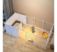 Dog Pen Indoor - Cat Cage Rabbit Pen, en Métal Pet Playpen Cats Exercise Pen Crate Cage Kennel Dog Pliable pour Cochons D’Inde, Lapin, Gerbille, Chiot, Bricolage Metal Wire Ya, White, 165 * 75 * 47cm