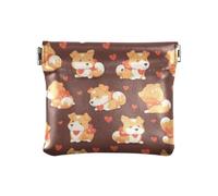 Dog Pixel Art Valentine Cartoon Kaki PU Cuir Petite pièce de monnaie Porte-carte pratique pour dame, Chien Pixel Art Valentine Cartoon kaki, 1 size, Impression artistique
