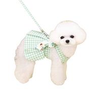 Dog Plaid Robe Harness Last Set Mignon Bowknot Puppy Jirt Summer Pet Vêtements pour Petit Chien Moyen L