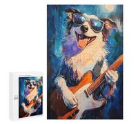 Dog Playing Guitar Painting Puzzle 1000 Pièces Educa Jouet en Bois Cadeau Unique Décoration Intérieure Jeu Éducatif Challenge Toy Adultes Et Enfants À Partir De 14 Ans 1000 PCS