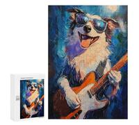 Dog Playing Guitar Painting Puzzle 300 Pièces Educa Jouet en Bois Cadeau Unique Décoration Intérieure Jeu Éducatif Challenge Toy Adultes Et Enfants À Partir De 14 Ans 300 PCS