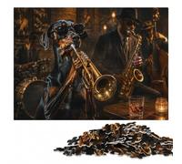 Dog Playing Trumpet Puzzle en Bois Adulte | Une activité puzzle flexible - un loisir seul ou à plusieurs à la maison.