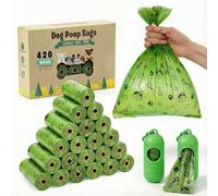 Dog Poop Bags Rolls 420 Counts: TVOOD Extra Thick Poop Bags for Dogs Leak-proof Scented Pet Waste Bags for Doggie Poo - with 2 Dispenser, Green