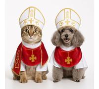 Dog Pope Costume,Cat Pope Costume,Pet Pope Outfit,Pet Costume Accessory for Small Dogs Cats Outfit,for Pet Parties,Festival Celebrations and Entertainment (S)