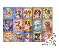 Dog Portraits 1000 pièces Puzzle Recycled Vibrant Tile Art Puzzles Seniors Accessoires de Jeu de fête Développement de l'intelligence des garçons et des Filles Educational Amusant 70x50cm/1000pcs