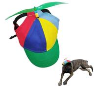 Dog Propeller Hat, Adjustable Rainbow Pet Cap with Helicopter Design for Cats & Dogs, Adorable Sunproof Breathable Dog Baseball Hat (Green, L)