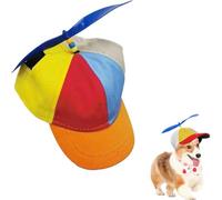 Dog Propeller Hat, Rainbow Helicopter Top Funny Pet Cap, Adjustable Pet Cap with Ear Holes, Cute Pet Supplies Baseball Hats for Small Medium Large Dogs (Orange, L)