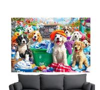 Dog Puzzles - Challenging Laundry Jigsaw Game, 1000 Pieces Puzzle Set with Letter Guide on Back for Easy Assembly, Brain Teaser Entertainment, Family Game for Seniors Men Women Home Relaxation
