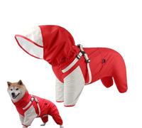 Dog Raincoat, Puppy Raincoat with Clear Hood, Adjustable Fit Reflective Hooded Pet Clothes, Waterproof Protection for Wet Weather, Rainy Walks Travel Night Time Safety, Red Color