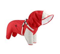 Dog Raincoat, Puppy Waterproof Jacket with Clear Hood, Adjustable Fit Reflective Pet Clothes, Lightweight Hooded Coat for Medium to X-Large Dogs, Nighttime Visibility, Red, Blue