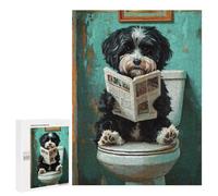 Dog Reading Newspaper on Toilet-1 Puzzle 1000 Pièces Educa Jouet en Bois Cadeau Unique Décoration Intérieure Jeu Éducatif Challenge Toy Adultes Et Enfants À Partir De 14 Ans 500 PCS