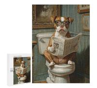 Dog Reading Newspaper on Toilet-11 Puzzle 1000 Pièces Educa Jouet en Bois Cadeau Unique Décoration Intérieure Jeu Éducatif Challenge Toy Adultes Et Enfants À Partir De 14 Ans 500 PCS