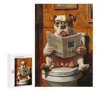 Dog Reading Newspaper on Toilet-12 Puzzle 1000 Pièces Educa Jouet en Bois Cadeau Unique Décoration Intérieure Jeu Éducatif Challenge Toy Adultes Et Enfants À Partir De 14 Ans 300 PCS