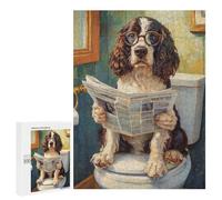 Dog Reading Newspaper on Toilet-28 Puzzle 1000 Pièces Educa Jouet en Bois Cadeau Unique Décoration Intérieure Jeu Éducatif Challenge Toy Adultes Et Enfants À Partir De 14 Ans 500 PCS