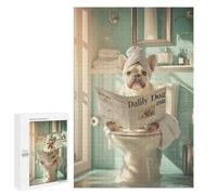 Dog Reading Newspaper on Toilet -3 Puzzle 1000 Pièces Educa Jouet en Bois Cadeau Unique Décoration Intérieure Jeu Éducatif Challenge Toy Adultes Et Enfants À Partir De 14 Ans 1000 PCS