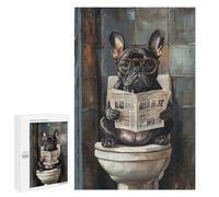 Dog Reading Newspaper on Toilet-30 Puzzle 1000 Pièces Educa Jouet en Bois Cadeau Unique Décoration Intérieure Jeu Éducatif Challenge Toy Adultes Et Enfants À Partir De 14 Ans 1000 PCS