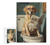 Dog Reading Newspaper on Toilet-40 Puzzle 1000 Pièces Educa Jouet en Bois Cadeau Unique Décoration Intérieure Jeu Éducatif Challenge Toy Adultes Et Enfants À Partir De 14 Ans 500 PCS