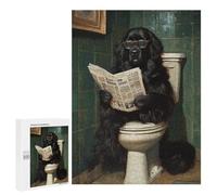 Dog Reading Newspaper on Toilet-45 Puzzle 1000 Pièces Educa Jouet en Bois Cadeau Unique Décoration Intérieure Jeu Éducatif Challenge Toy Adultes Et Enfants À Partir De 14 Ans 500 PCS