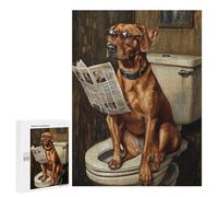 Dog Reading Newspaper on Toilet-51 Puzzle 1000 Pièces Educa Jouet en Bois Cadeau Unique Décoration Intérieure Jeu Éducatif Challenge Toy Adultes Et Enfants À Partir De 14 Ans 500 PCS