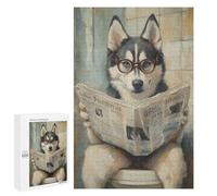 Dog Reading Newspaper on Toilet-62 Puzzle 1000 Pièces Educa Jouet en Bois Cadeau Unique Décoration Intérieure Jeu Éducatif Challenge Toy Adultes Et Enfants À Partir De 14 Ans 1000 PCS