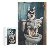 Dog Reading Newspaper on Toilet-63 Puzzle 1000 Pièces Educa Jouet en Bois Cadeau Unique Décoration Intérieure Jeu Éducatif Challenge Toy Adultes Et Enfants À Partir De 14 Ans 1000 PCS