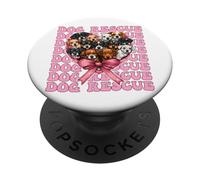 Dog Rescue Adoption Girl Coquette Bow Ruban Rose PopSockets PopGrip Adhésif