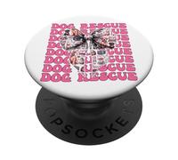 Dog Rescue Adoption Girl Coquette Bow Ruban Rose PopSockets PopGrip Adhésif