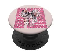 Dog Rescue Adoption Girl Coquette Bow Ruban Rose PopSockets PopGrip Adhésif