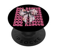 Dog Rescue Adoption Girl Coquette Bow Ruban Rose PopSockets PopGrip Adhésif
