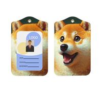 Dog-Shiba- Inu-Painting Porte-badge d'identification vertical en cuir synthétique avec cordon pour Ofiice
