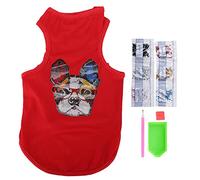 Dog Shirt Adorable Bulldog Pattern Puppy Sweatshirt Rhinestone Painted Pet Vest for Doggie Wearing Soft Elastic Material Easy Pullover Design for Maltese Pomeranian (S)