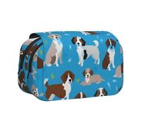 Dog Show Trousse à stylos double clapet avec poches zippées, grande capacité pour fournitures d'art et voyage