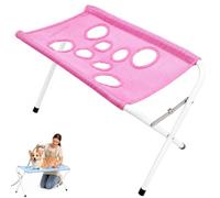 Dog Shower Stand, Foldable Dog Bathing Stand with Mesh Surface，Pink | Portable Pet Bath Tub Station for Drying & Grooming