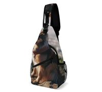 Dog Sitting on Rock Sling Bag for Men Women Crossbody Backpack Dog in Flower Field Crossbody Bag Chest Bags for Travel Sport