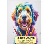 Dog Sketch Journal: Creative Pad with Note & Drawing pages: 100 Pages - 8.5 X 11 Inches - Vibrant Dog Cover