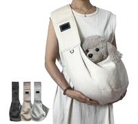 Dog Sling with Anti-Escape Rope,Breathable Soft Pet Carrier for Small Dogs,Up to 15lbs,Adjustable Padded Strap,Hands-Free Easily Holds Travel Pet Bag with Pocket for Essentials (Apricot)