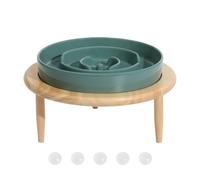 Dog Slow Feeder - Bol d'alimentation anti-glissement en céramique en bois élevé pour chiens - alimentation lente, lave-vaisselle pour animaux de compagnie pour animaux de compagnie