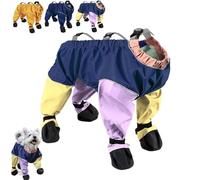 Dog Snow Suit with Attached Boots, Dog Suspender Boots,Waterproof Anti-Slip Paw Protector Leggings, Adjustable Suspenders for Snow and Rain Days Small to Medium Dogs (Mix-Color,L)