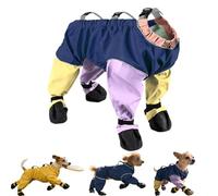 Dog Snowsuit with Attached Boots, Anti Dirt Paw Protector Pants Dogs Suspender, Dog Snowsuit with Boots for Outdoor Winter Snow Hiking Walking (Blended Color,S)