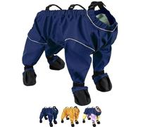 Dog Snowsuit with Attached Boots, Waterproof Anti Slip Adjustable Suspenders Dog Snowsuit with Boots for Winter Snow Rain & Outdoor Walking (Blue,XX-Large)