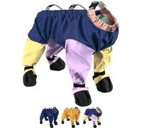 Dog Snowsuit with Attached Boots, Waterproof Anti Slip Adjustable Suspenders Dog Snowsuit with Boots for Winter Snow Rain & Outdoor Walking (Color,Small)