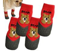 Dog Socks Anti Slip - 4 Piece Pet Boot Set for Paw Protection | Soft Cotton Blend with Grip Soles, Breathable Stretchable Design, Walking and Running Accessory for Puppies Dogs Winter Rain Snow
